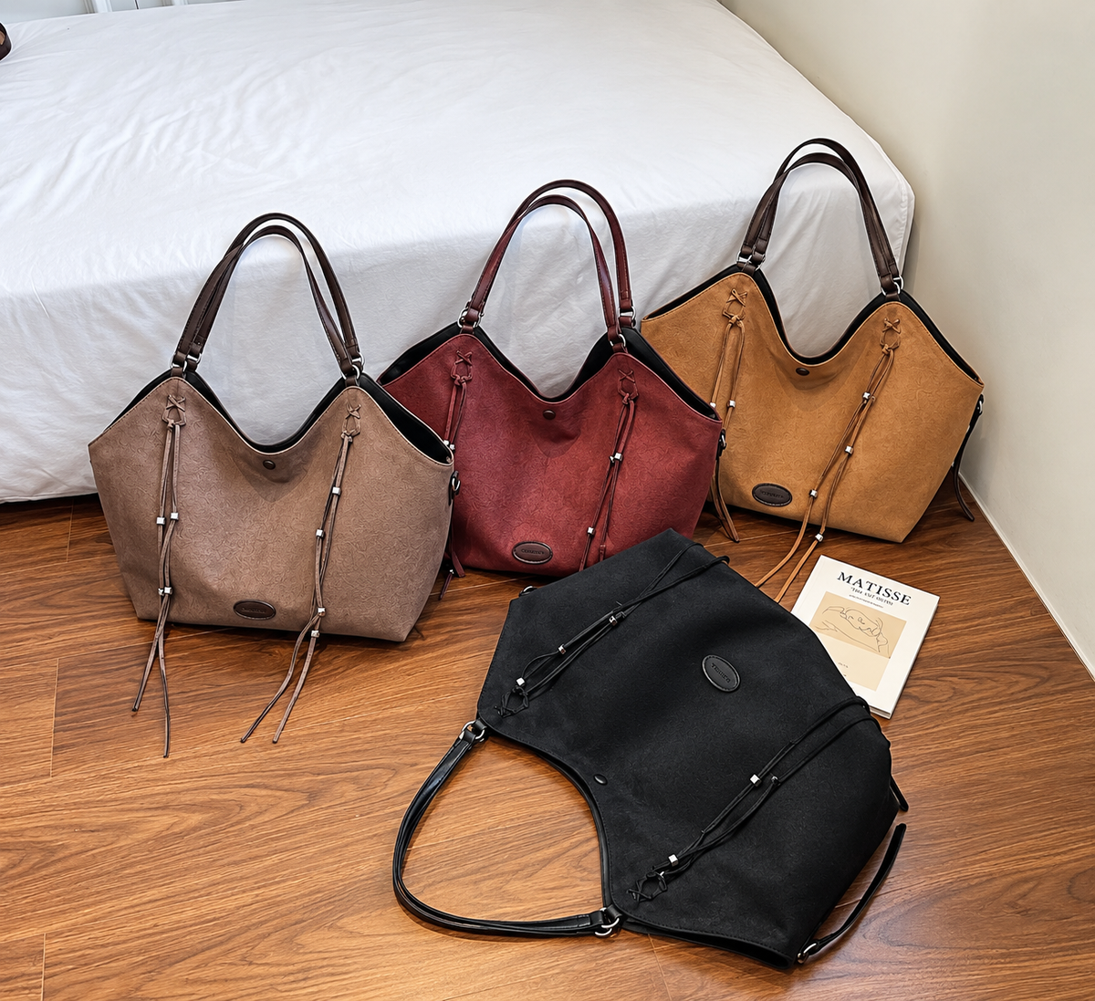 Tote Bag Sweet | Bolso shopper de ante con cordones laterales y remaches