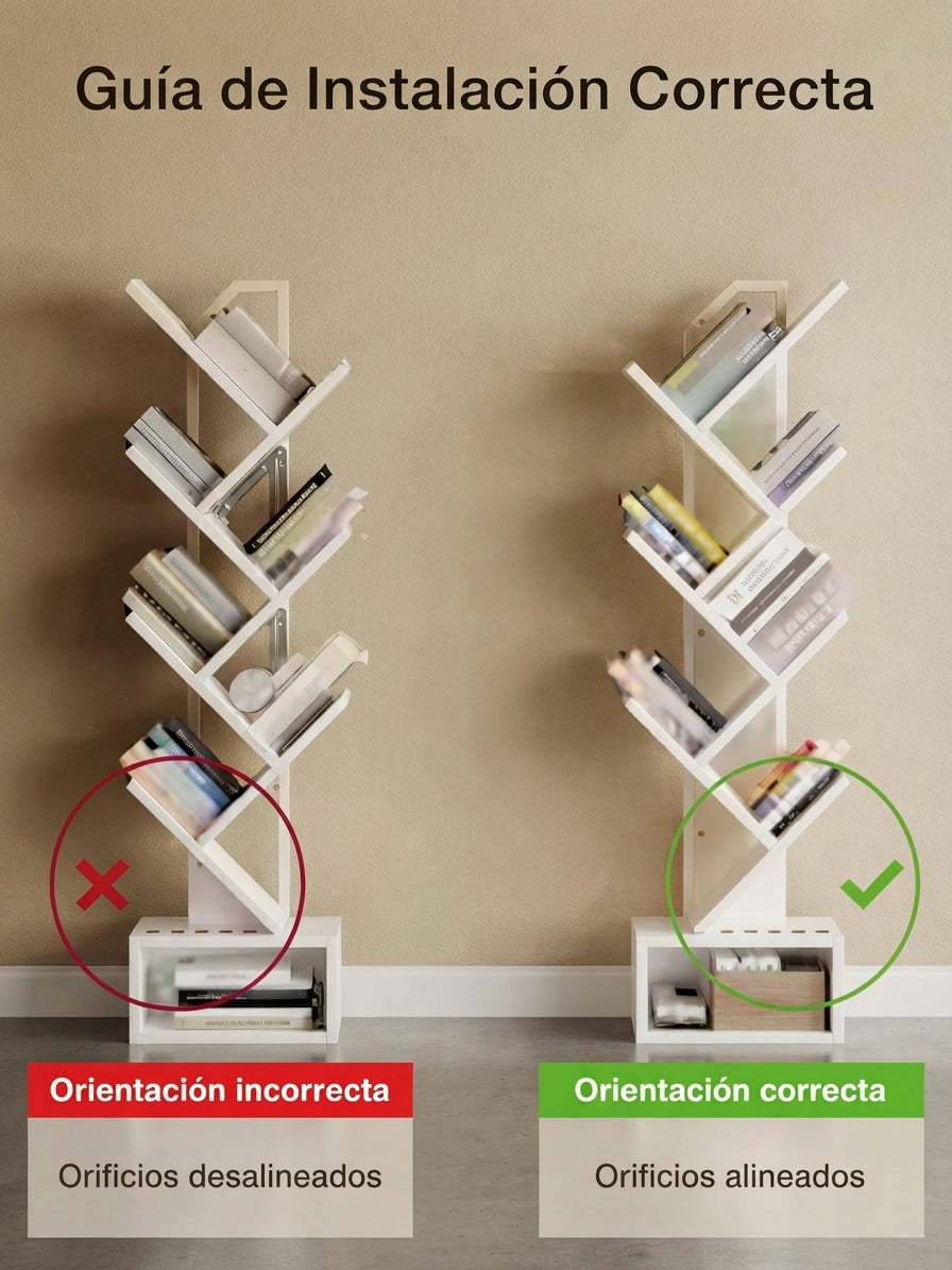 Donosti | Estantería de árbol, Libería de Pie con 6 Niveles, Estantería de Madera Adecuado para Salas y Dormitorios, Blanco