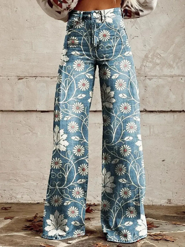 Pantalón Floral Cielo