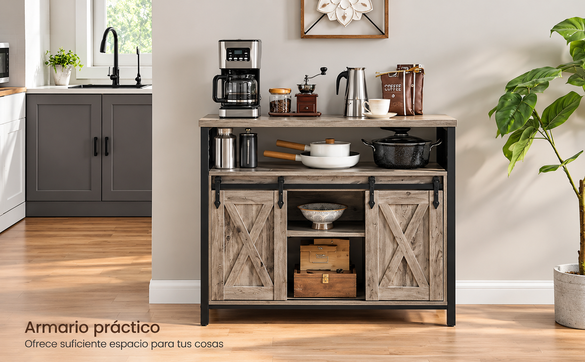 Tenerife | Aparador, Armario de Cocina, Armario de Almacenamiento, con 2 Puertas Correderas, 33 x 100 x 80 cm