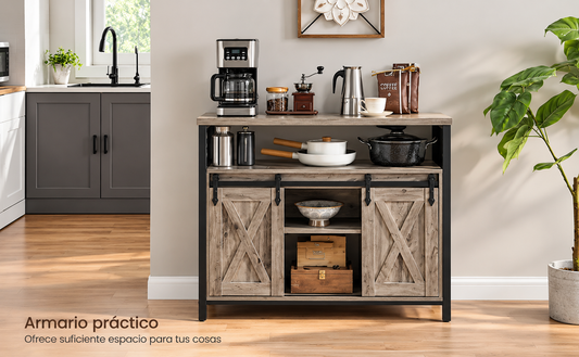 Tenerife | Aparador, Armario de Cocina, Armario de Almacenamiento, con 2 Puertas Correderas, 33 x 100 x 80 cm