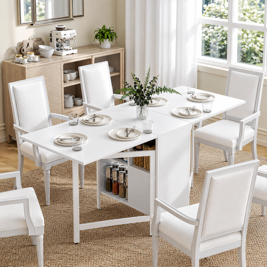 Santander | Mesa Plegable de Comedor con Alas Abatibles 4 Compartimentos 3 Formas para Cocina Salón 169x60x75 cm