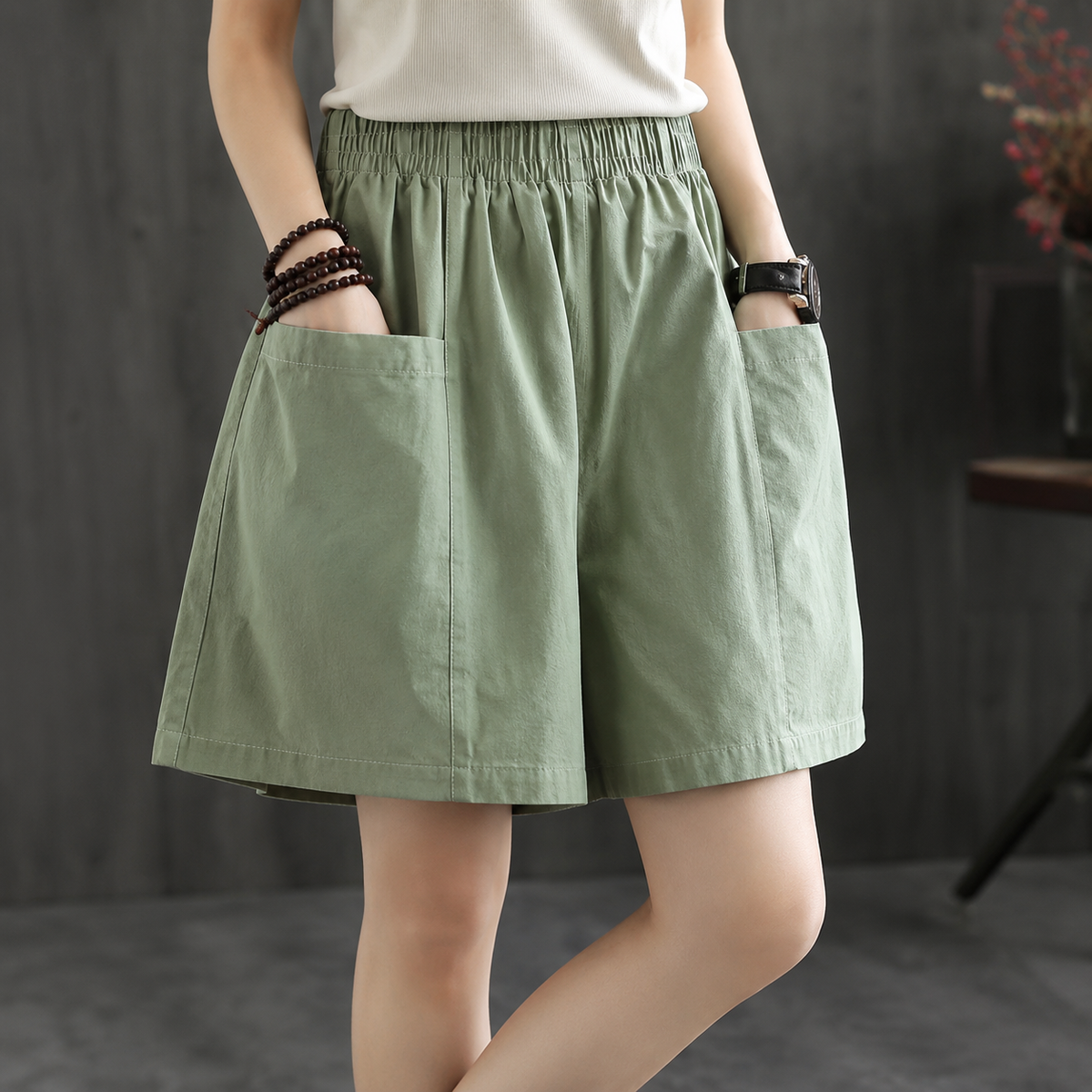 Paulina | Short amplio de algodón con bolsillos XL – comodidad en 2 colores