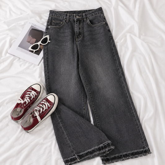 Jimena | Vaquero wide leg con bajo deshilachado