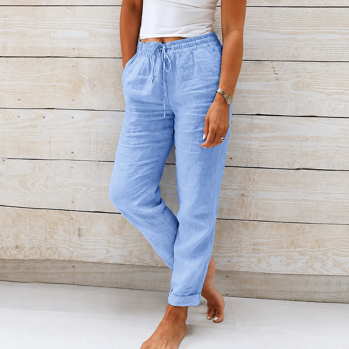 Ana | Pantalón de lino con cordón ajustable – frescura y comodidad diaria