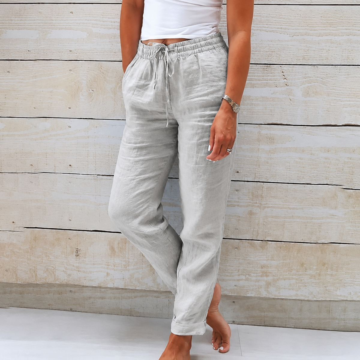 Ana | Pantalón de lino con cordón ajustable – frescura y comodidad diaria