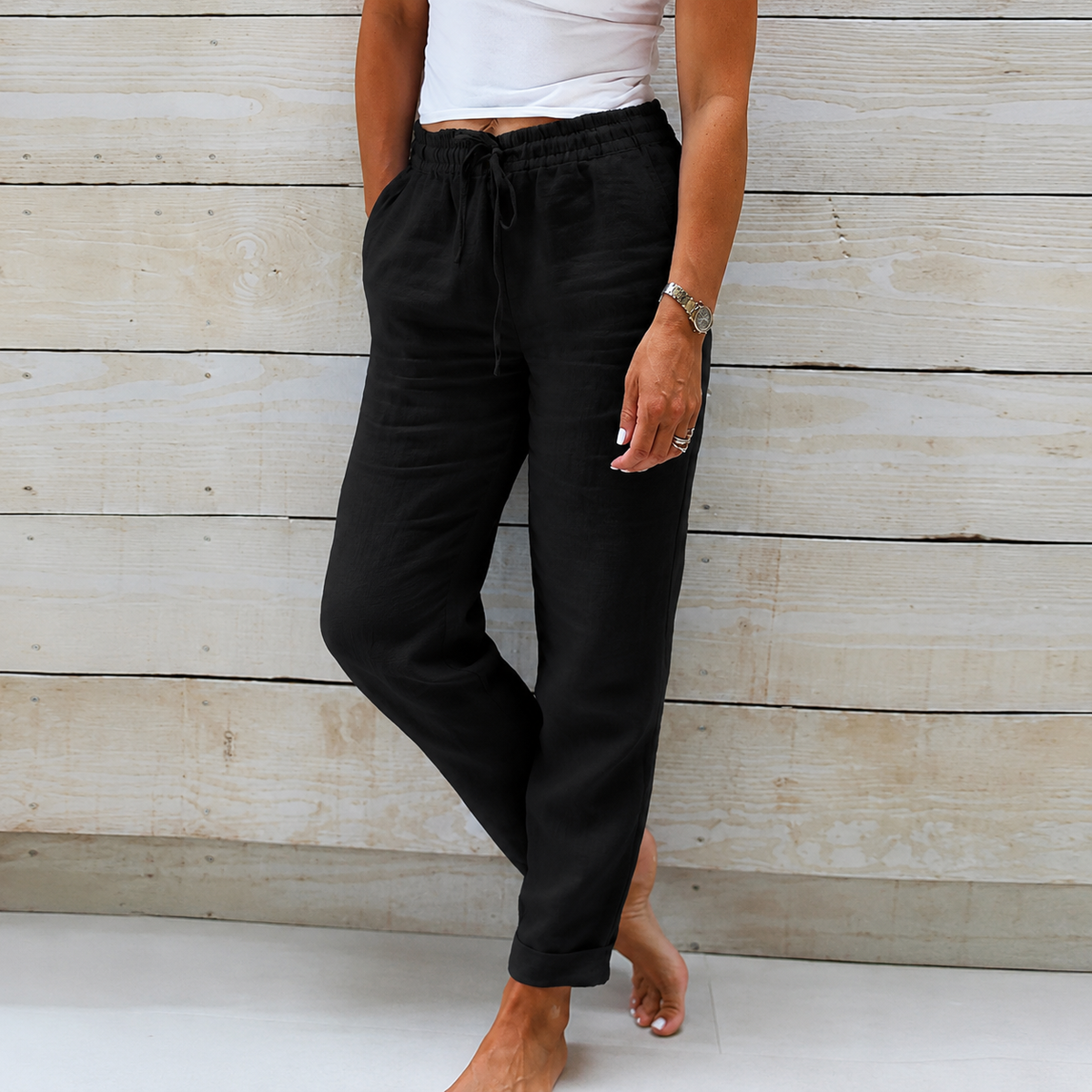 Ana | Pantalón de lino con cordón ajustable – frescura y comodidad diaria
