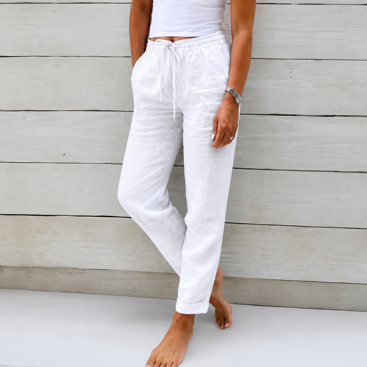 Ana | Pantalón de lino con cordón ajustable – frescura y comodidad diaria