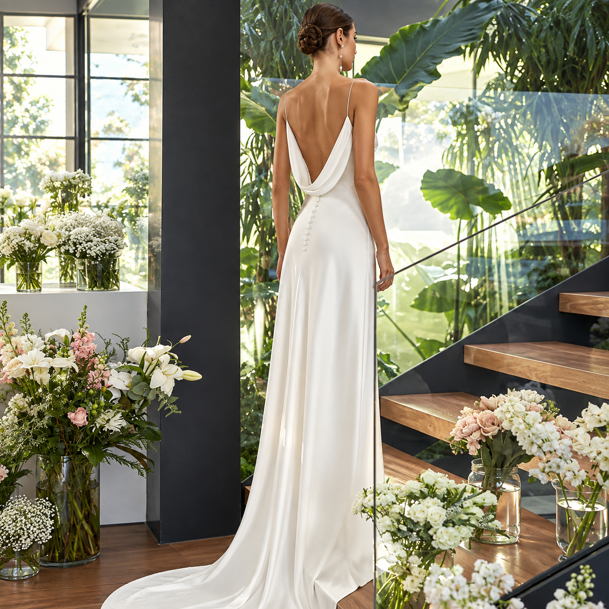 Oreto | Vestido de Novia Minimalista en Satén con Cola