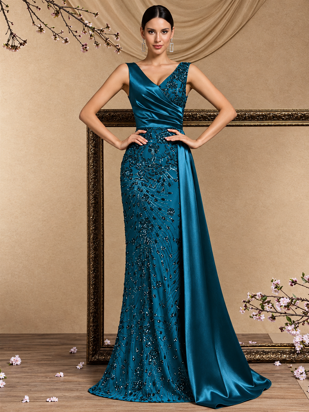 Carlota | Vestido Sirena con Capa de Satén