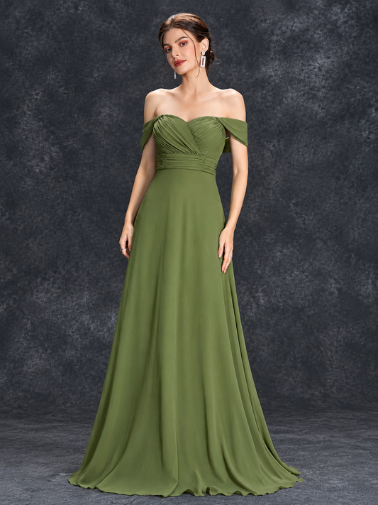 Carmen | Vestido Largo Verde Oliva con Escote Corazón