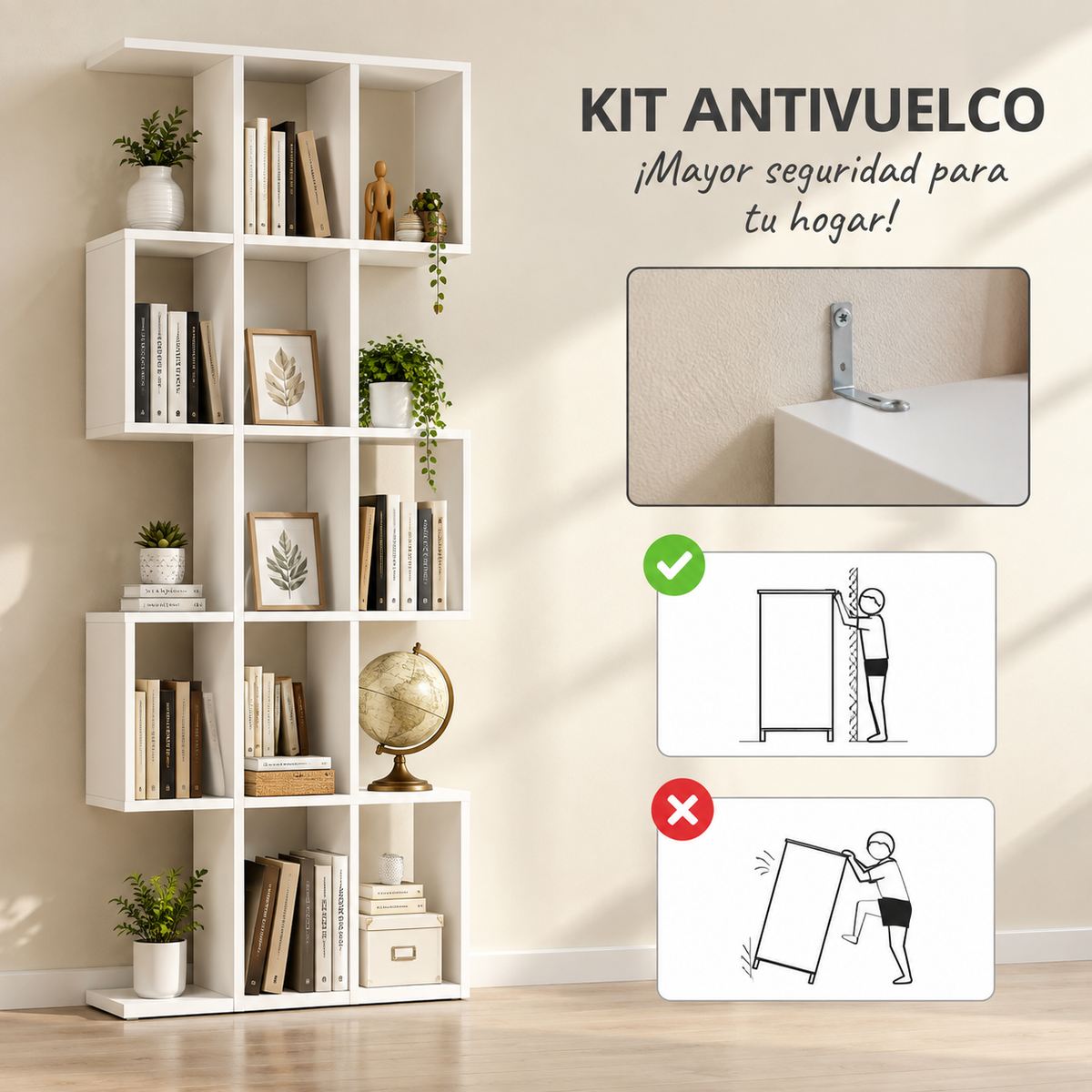 Valencia | Estantería de 5 Niveles, Biblioteca Estrecha, Librería en Forma de S, para Salón, Dormitorio, Estudio, Oficina, 80x24x200 cm