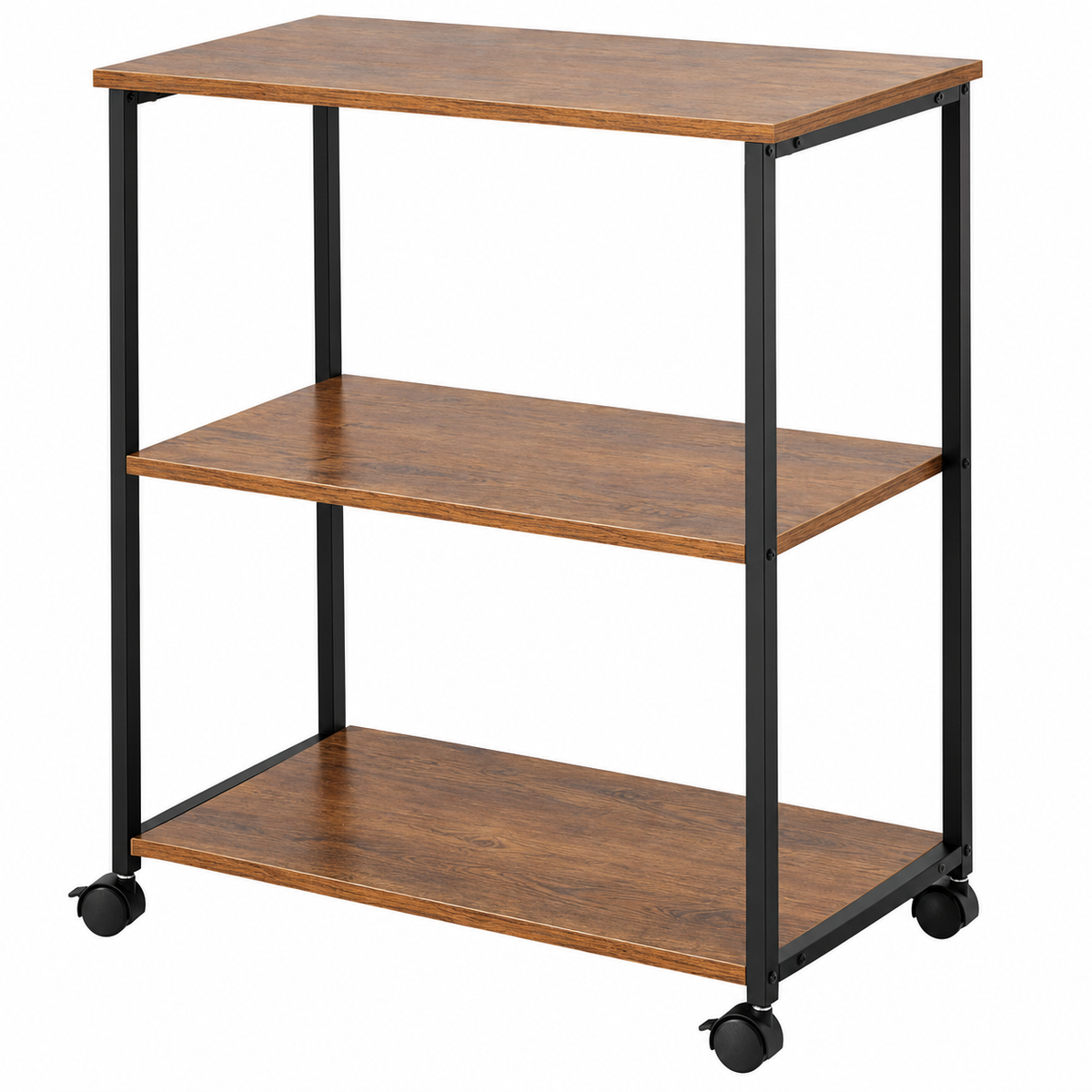 Castellón | Estantería madera con ruedas, almacenaje inteligente, 3 estantes, 48x30x62 cm, acero y MDF resistentes, muebles de salón, estanterías decorativas, decoración hogar, montaje sencillo