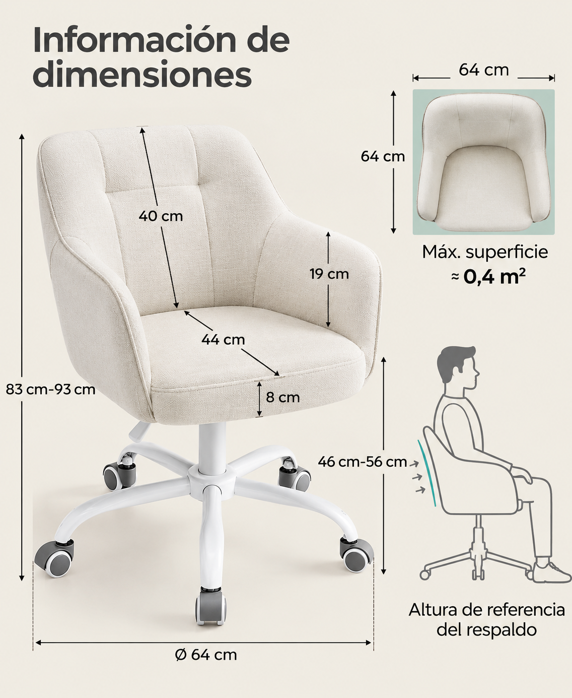 Pamplona | Silla de Estudio, Silla Giratoria, Altura Ajustable