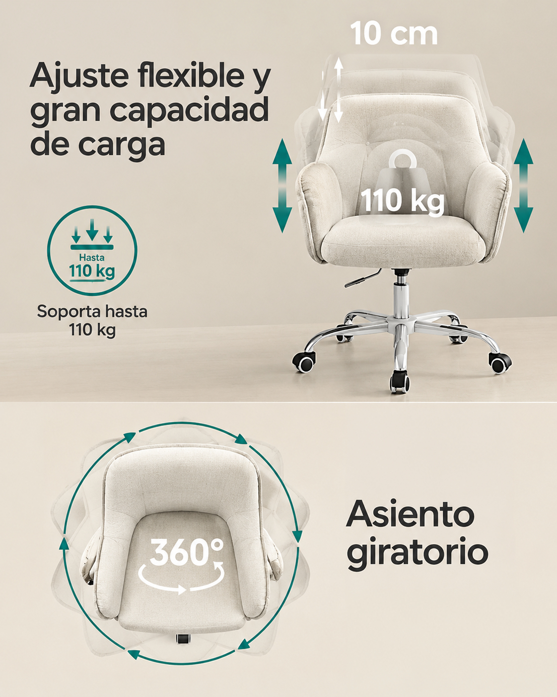Pamplona | Silla de Estudio, Silla Giratoria, Altura Ajustable
