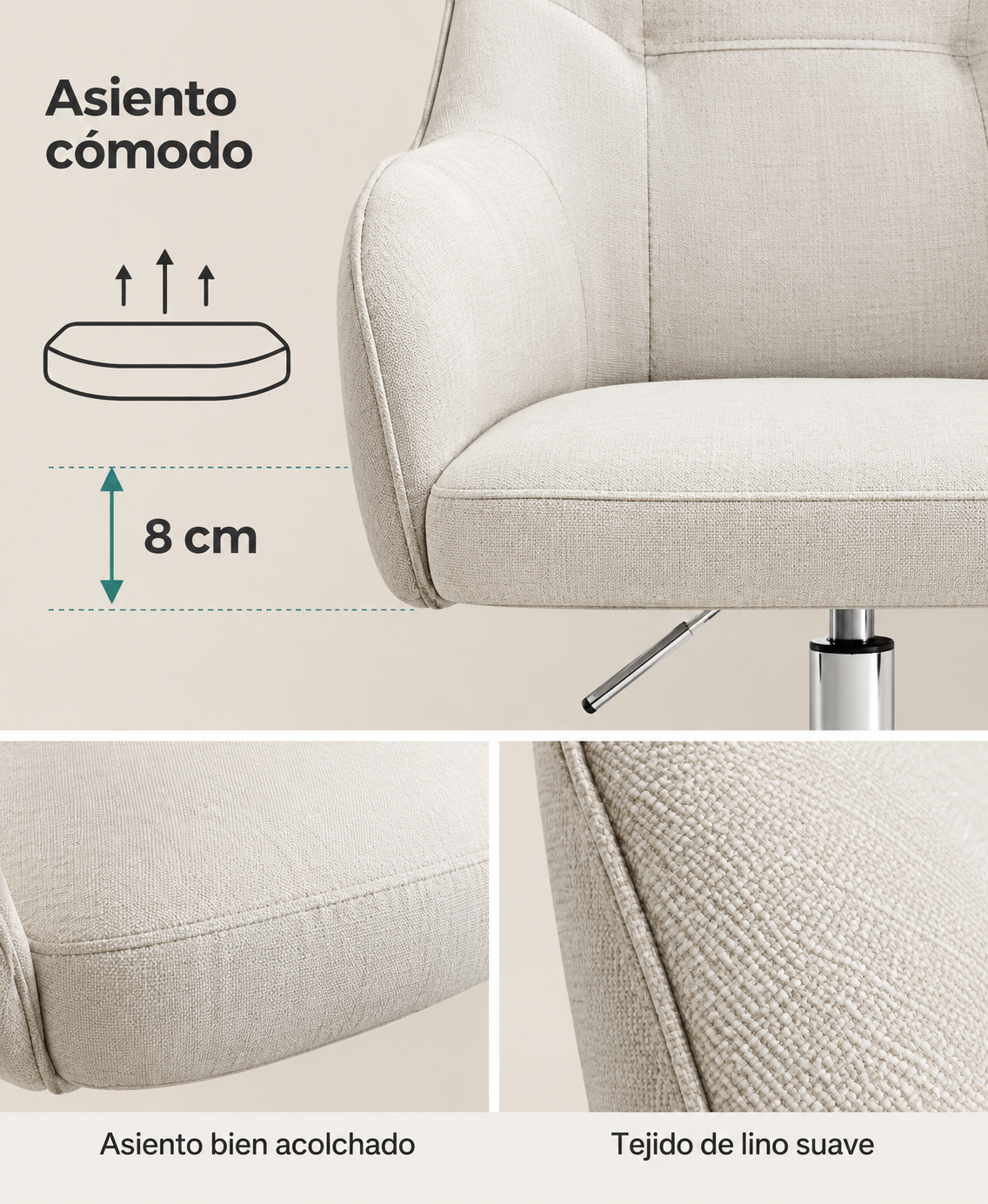 Pamplona | Silla de Estudio, Silla Giratoria, Altura Ajustable