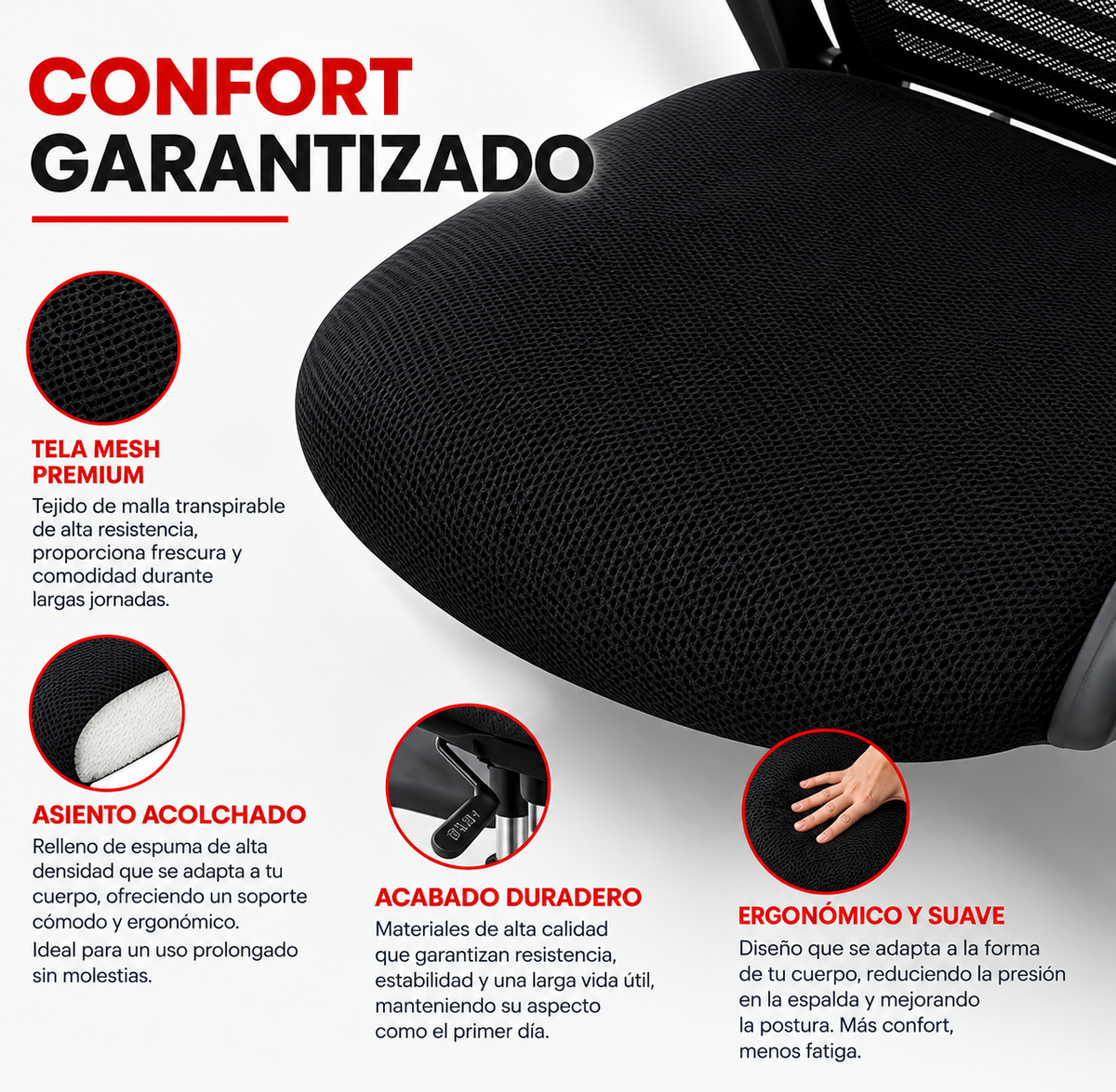 Cerler | Silla de Oficina Ergonómica con Reposacabezas Ajustable