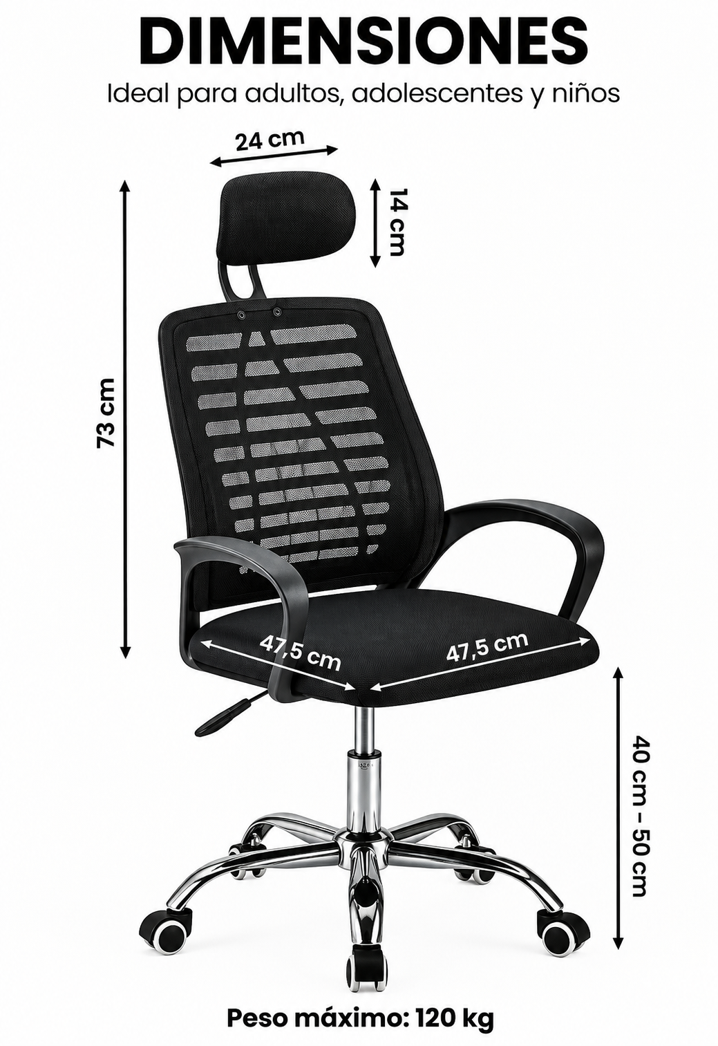 Cerler | Silla de Oficina Ergonómica con Reposacabezas Ajustable