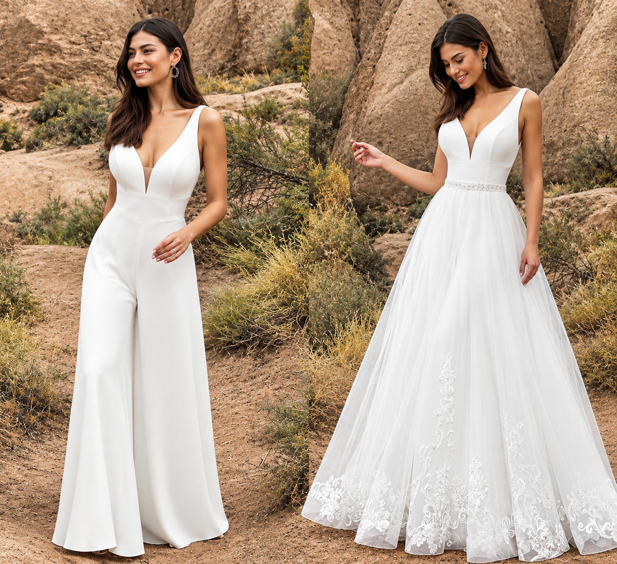 Emma | Mono de novia con sobrefalda de tul desmontable