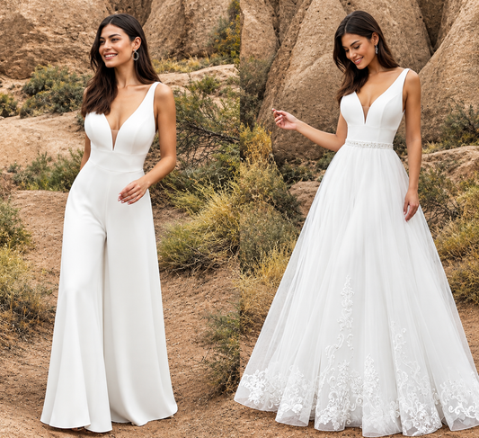 Emma | Mono de novia con sobrefalda de tul desmontable