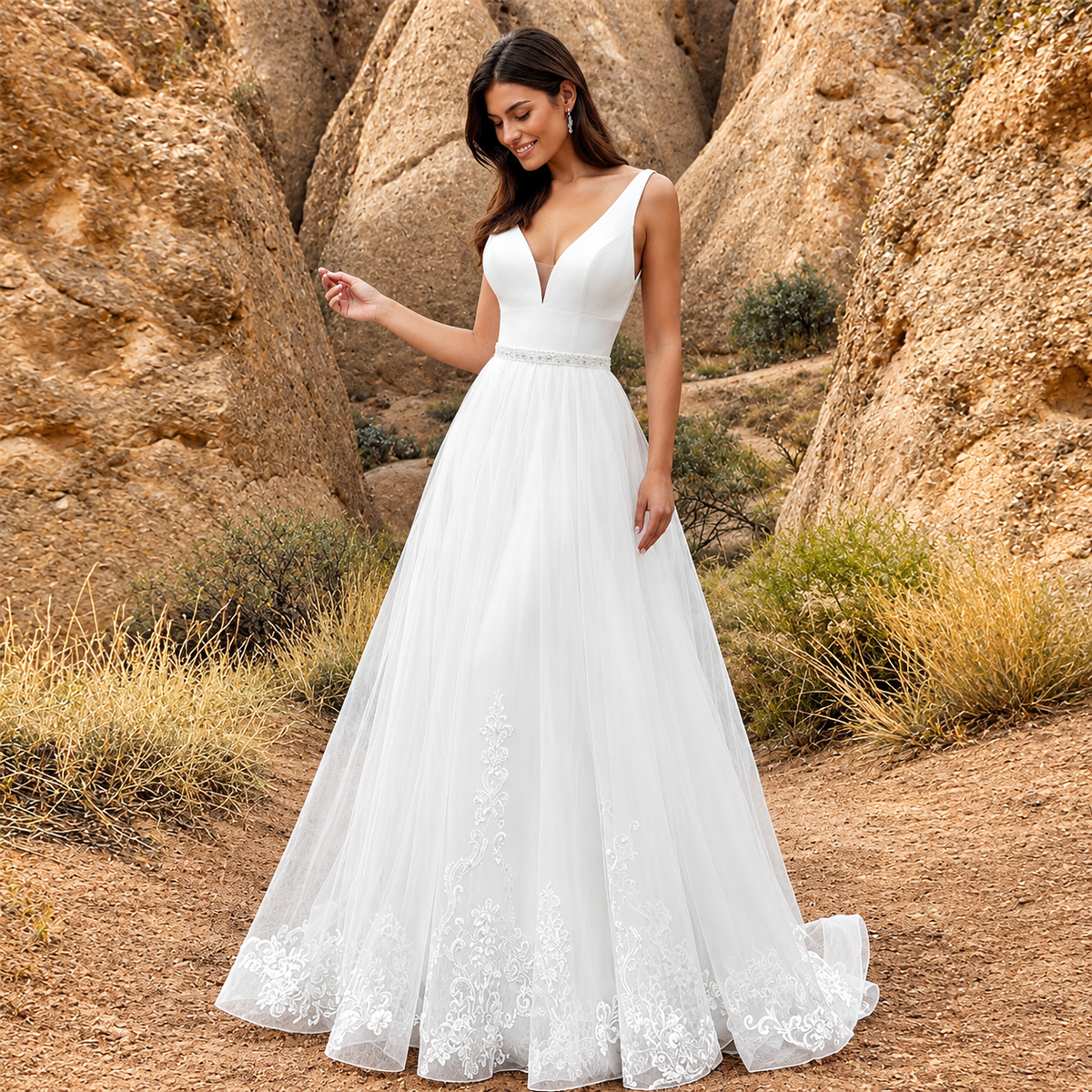 Emma | Mono de novia con sobrefalda de tul desmontable