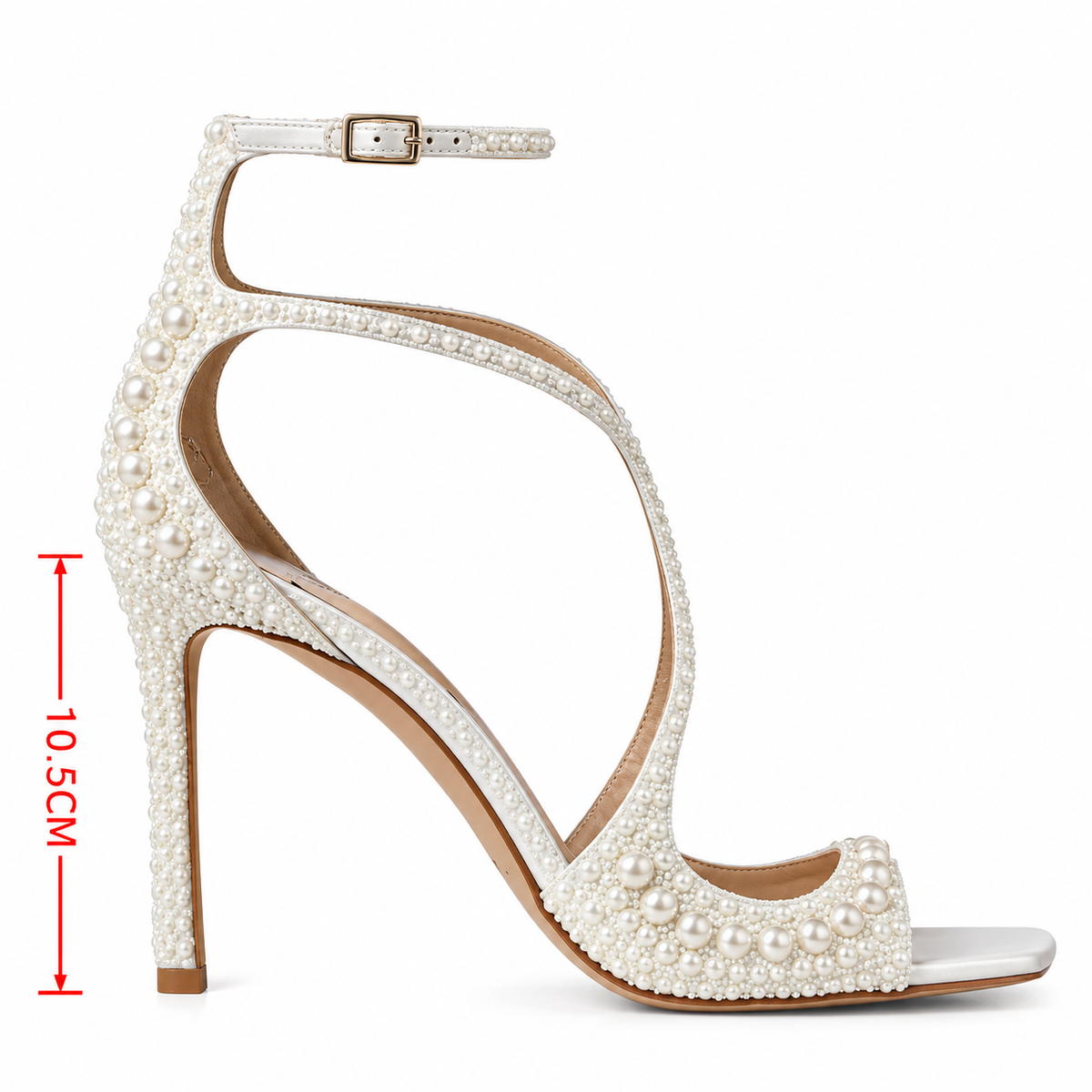 Paloma | Sandalias de novia de tacón con perlas y tiras cruzadas
