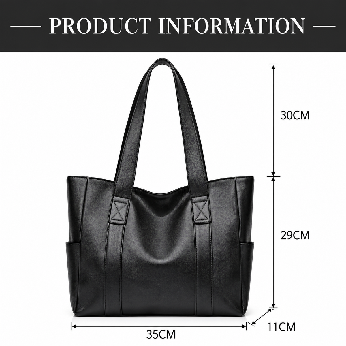 Tote Bag Night | Bolso Tote Bag de Cuero Sintético Negro