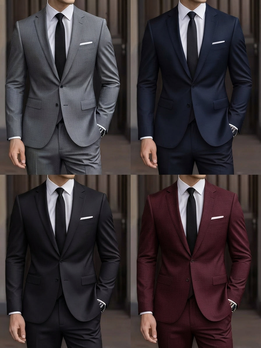 Joaquín | Traje slim fit clásico con pañuelo de bolsillo