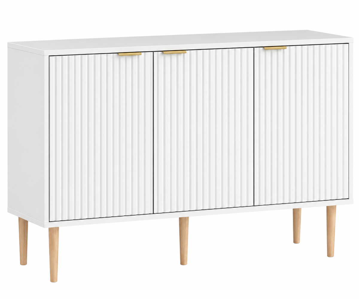 Menorca | Aparador de Diseño en Blanco con Armarios de Doble Nivel