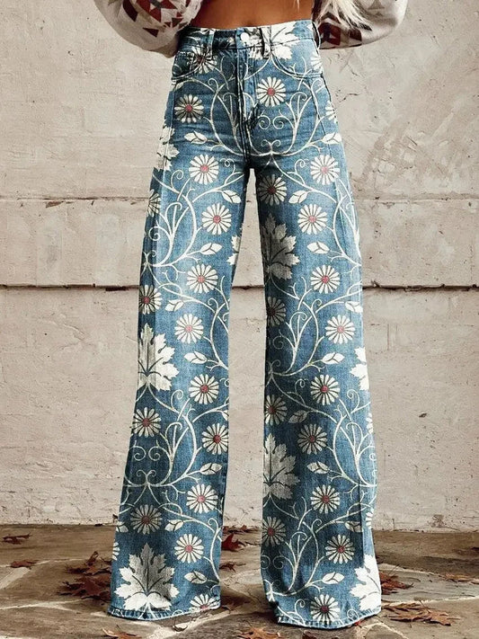 Pantalón Floral Cielo
