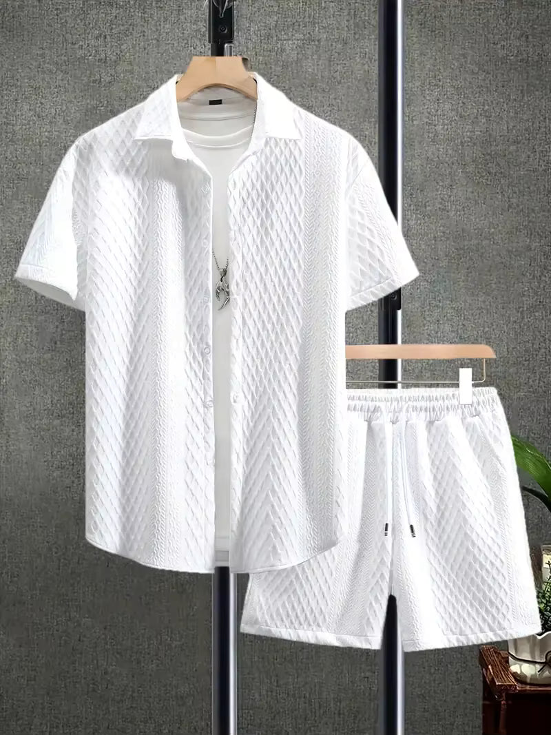 Adrián | Camisa de cuello cubano y pantalón ajustable