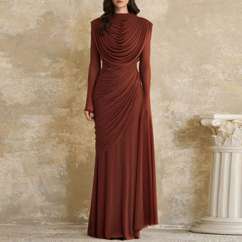 Estrella | Vestido Largo de Fiesta Asimétrico con Drapaje y Capa