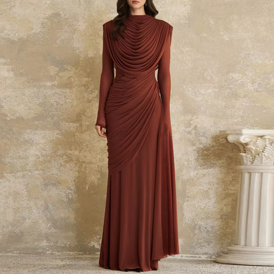Estrella | Vestido Largo de Fiesta Asimétrico con Drapaje y Capa