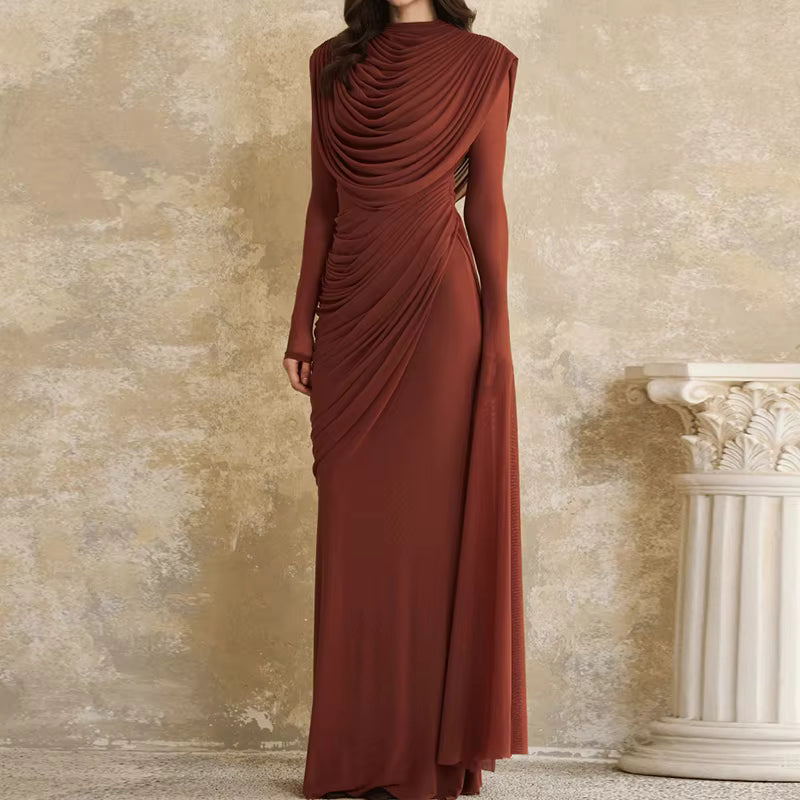 Estrella | Vestido Largo de Fiesta Asimétrico con Drapaje y Capa