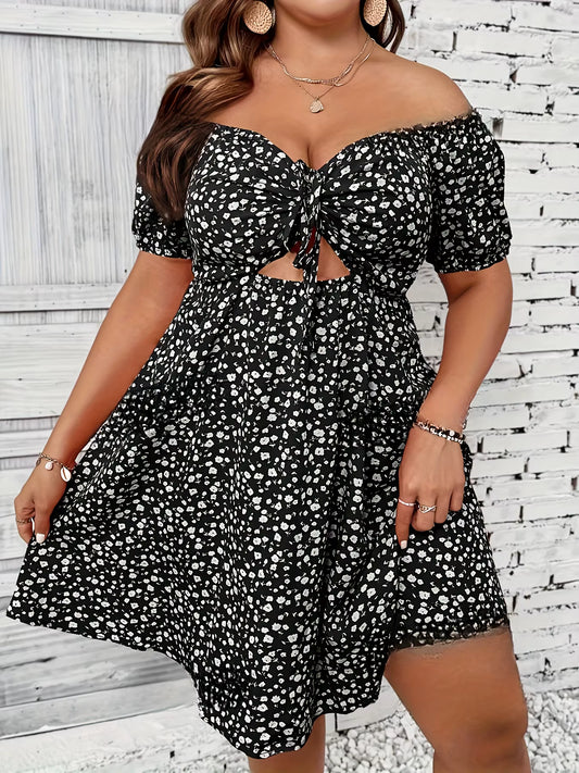 Margarita | Vestido Floral Hombros Descubiertos con Cutout