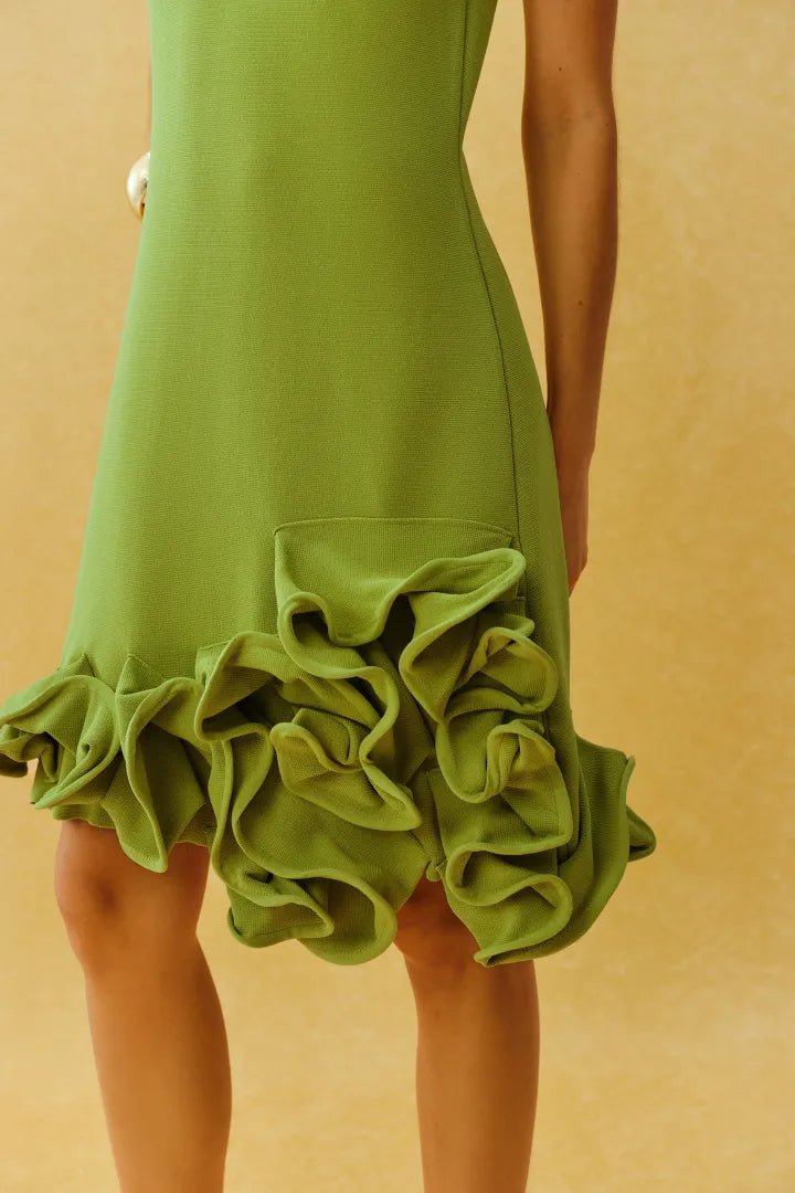 Mila | Vestido Mini de Punto Sin Mangas con Volantes