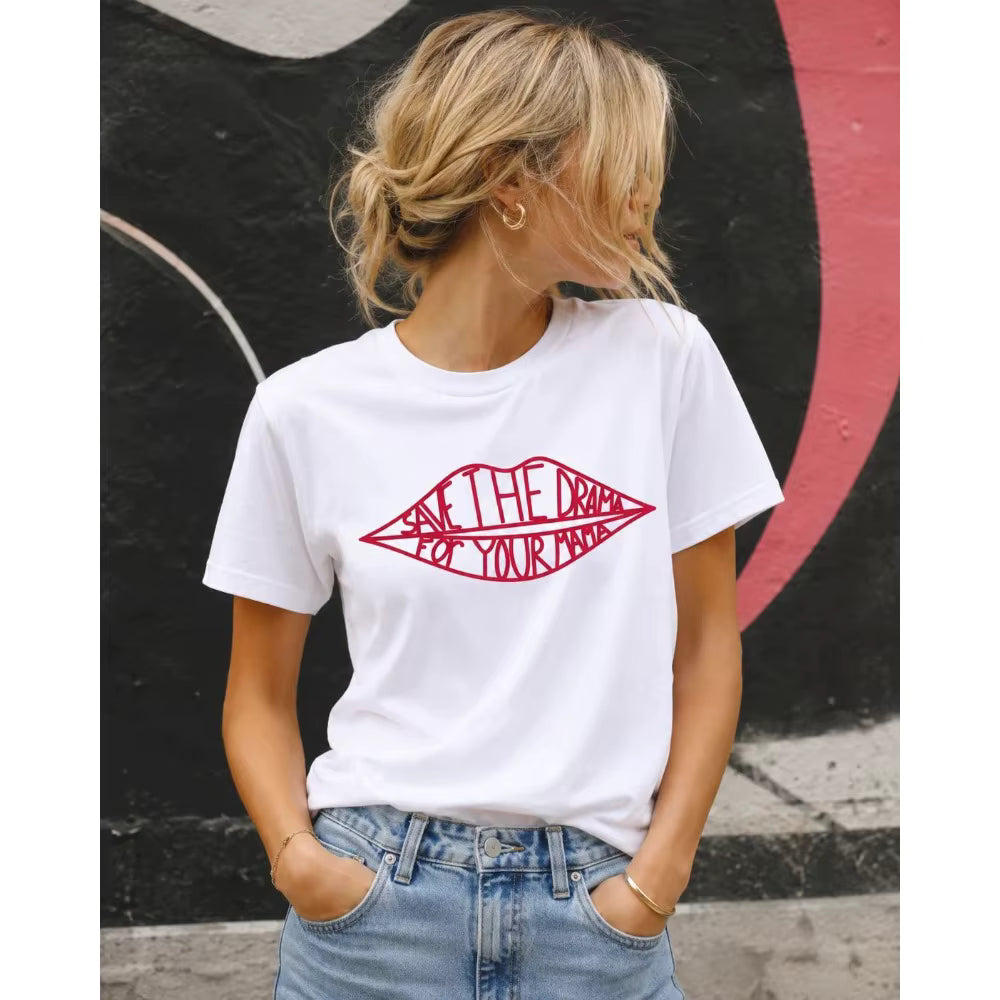 Rachel | Camiseta Estampado Labios "Save the Drama"