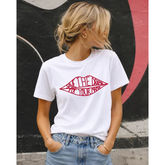 Rachel | Camiseta Estampado Labios "Save the Drama"