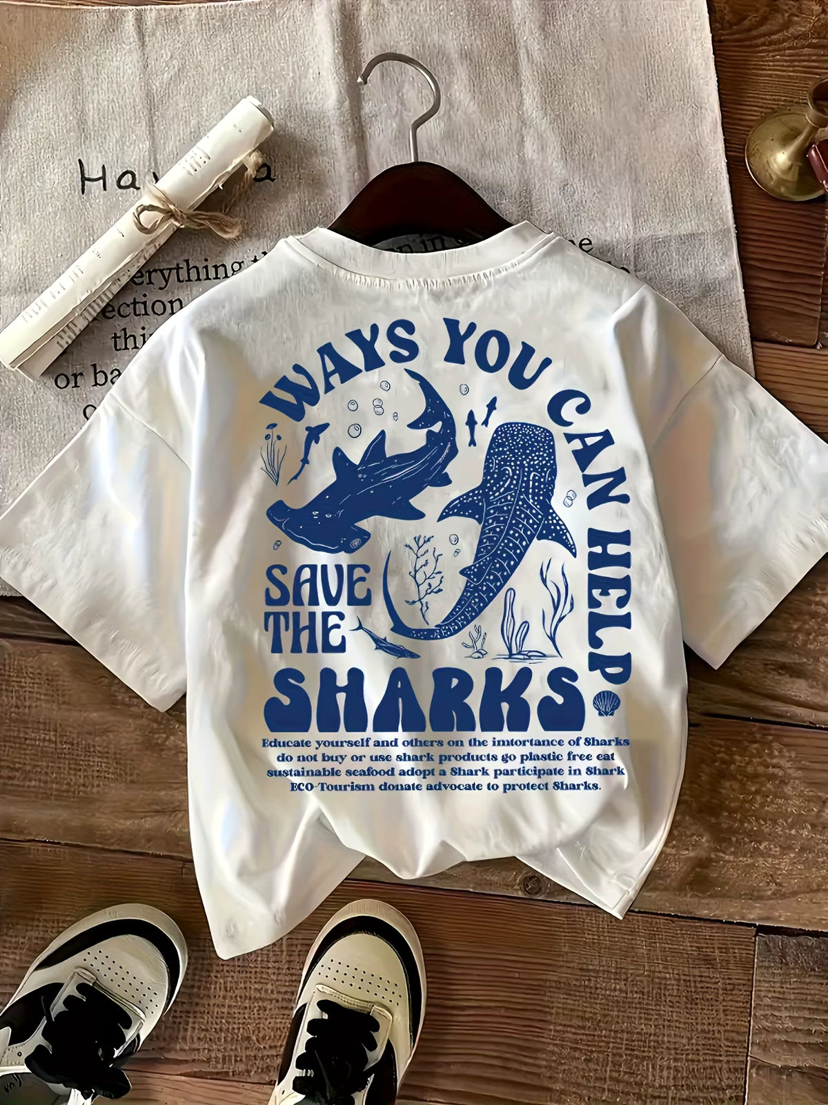 Xenia | Camiseta Oversize Estampado Tiburones