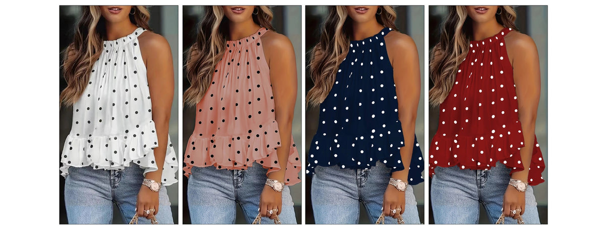 Ivanna | Blusa Halter de Lunares con Volante