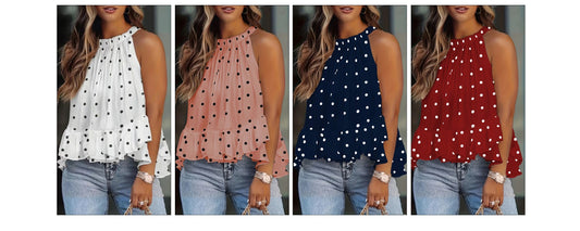 Ivanna | Blusa Halter de Lunares con Volante
