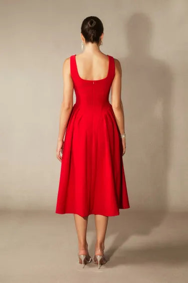 Teresa | Vestido midi sin mangas con adornos de cristal de Anita