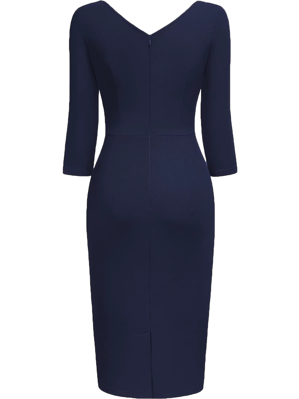 Trini | Vestido Midi Lápiz Elegante con Escote Cruzado y Fruncidos