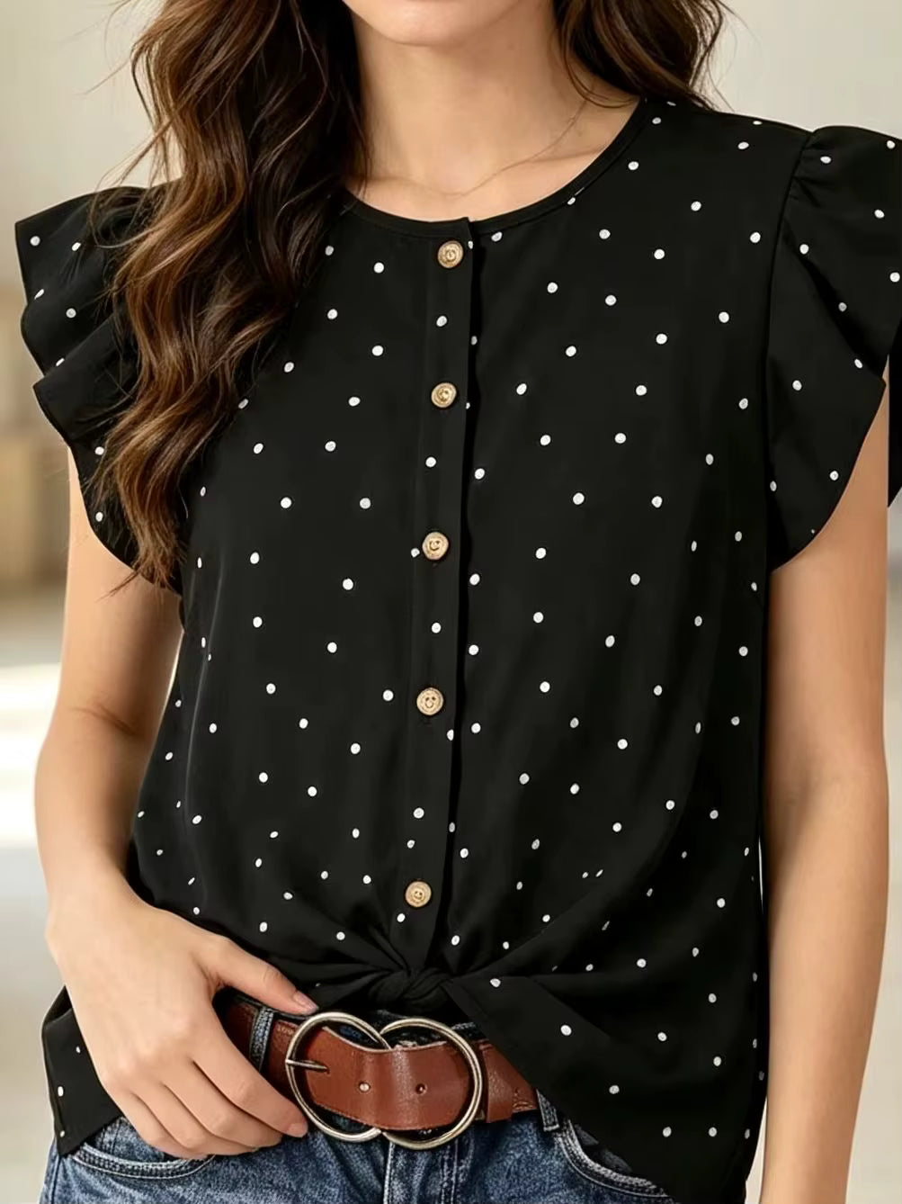 Violeta | Blusa de Lunares con Manga Volante